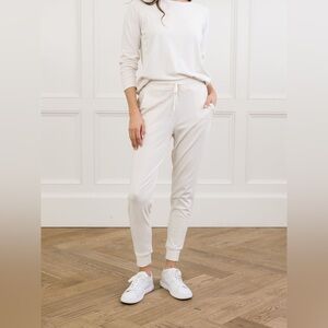 COZY EARTH Bamboo Ultra Soft Jogger Lounge Pants Off White Ivory Small